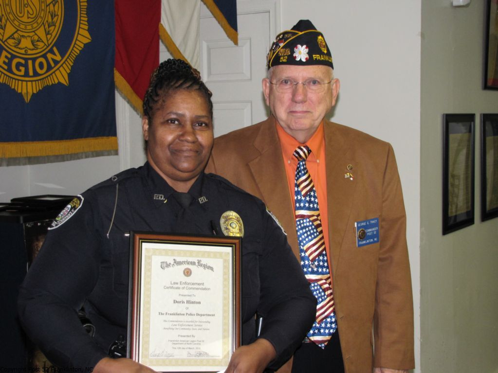 photo of Law Enforcement Certificate recipient